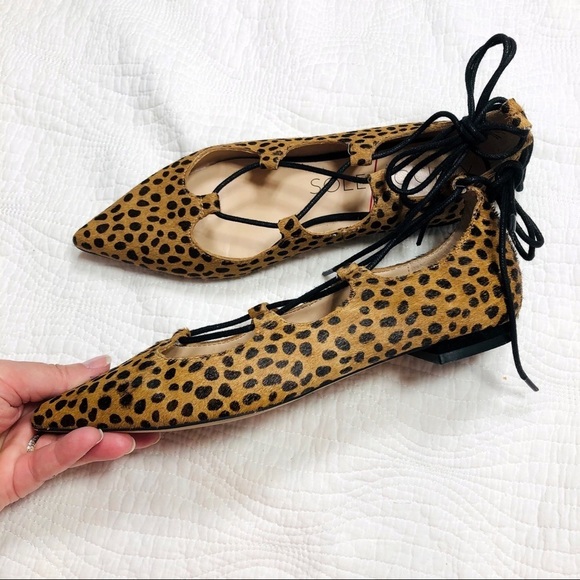 🔥 Sole Society Georgina cheetah dot calf hair flats - Picture 10 of 12